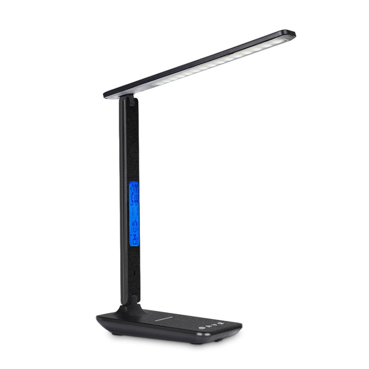 Salmon Lucky 3-in-1 lamp with phone charger, digital clock, and thermostat, featuring a sleek modern design for tech accessories.