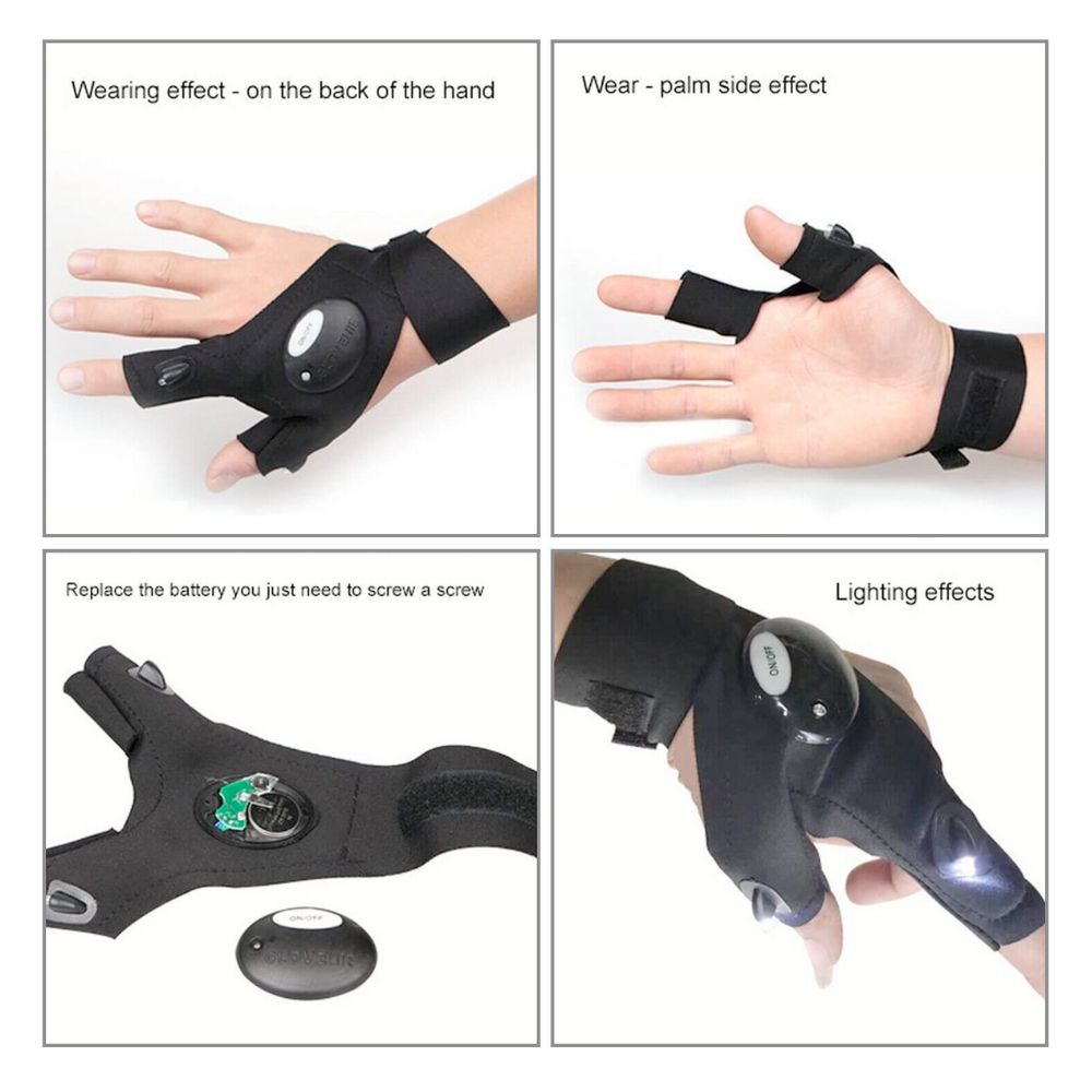 Yellow Pandora LED flashlight gloves, versatile gift with built-in lights for hands-on tasks and outdoor activities.