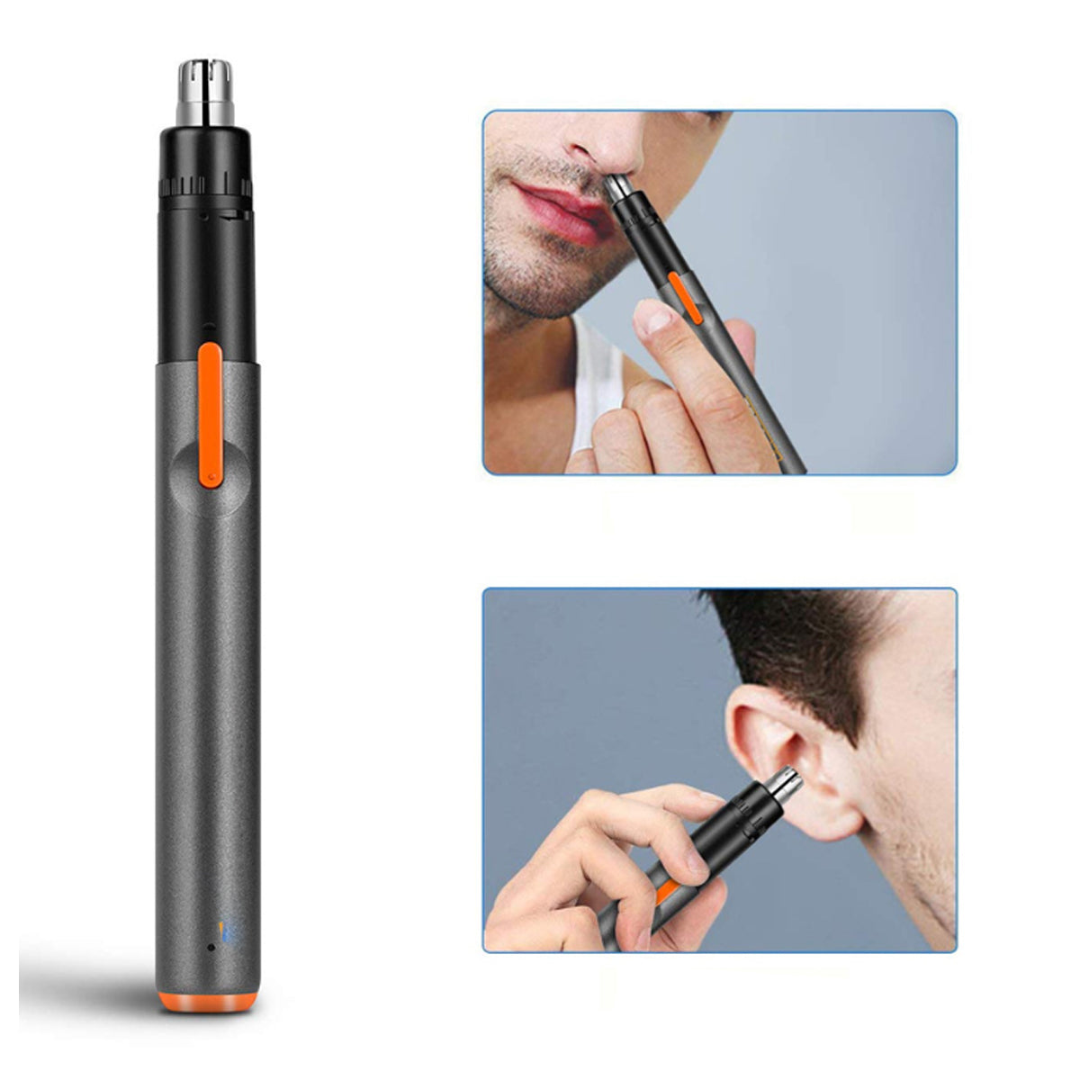 Salmon Lucky vanity hair trimmer for ears and nose, compact tech accessory with precision blades for grooming hygiene.