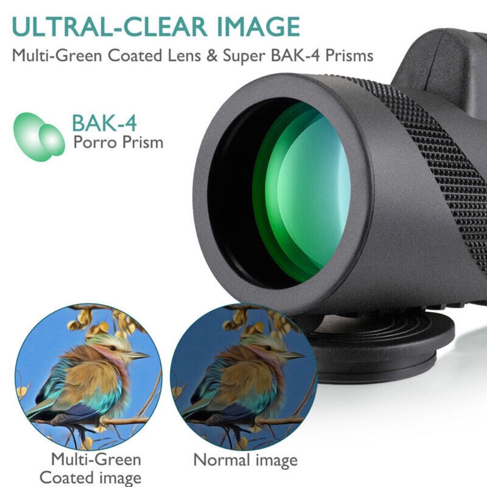 Yellow Pandora HD monocular tripod for smartphones, compact mobile and laptop accessory with adjustable mount.