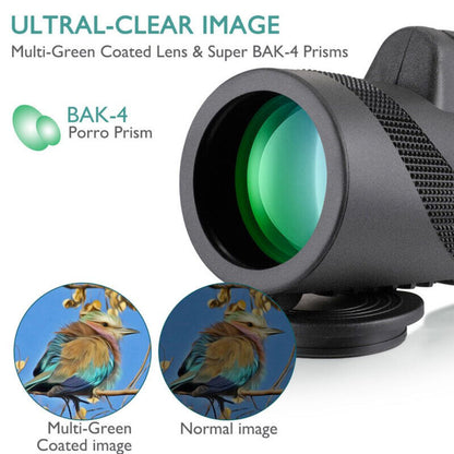 Yellow Pandora HD monocular tripod for smartphones, compact mobile and laptop accessory with adjustable mount.