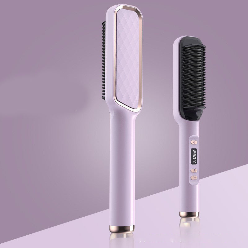 Maroon Asteria electric hair straightener brush with anti-scalding design for smooth, straight hair styling.