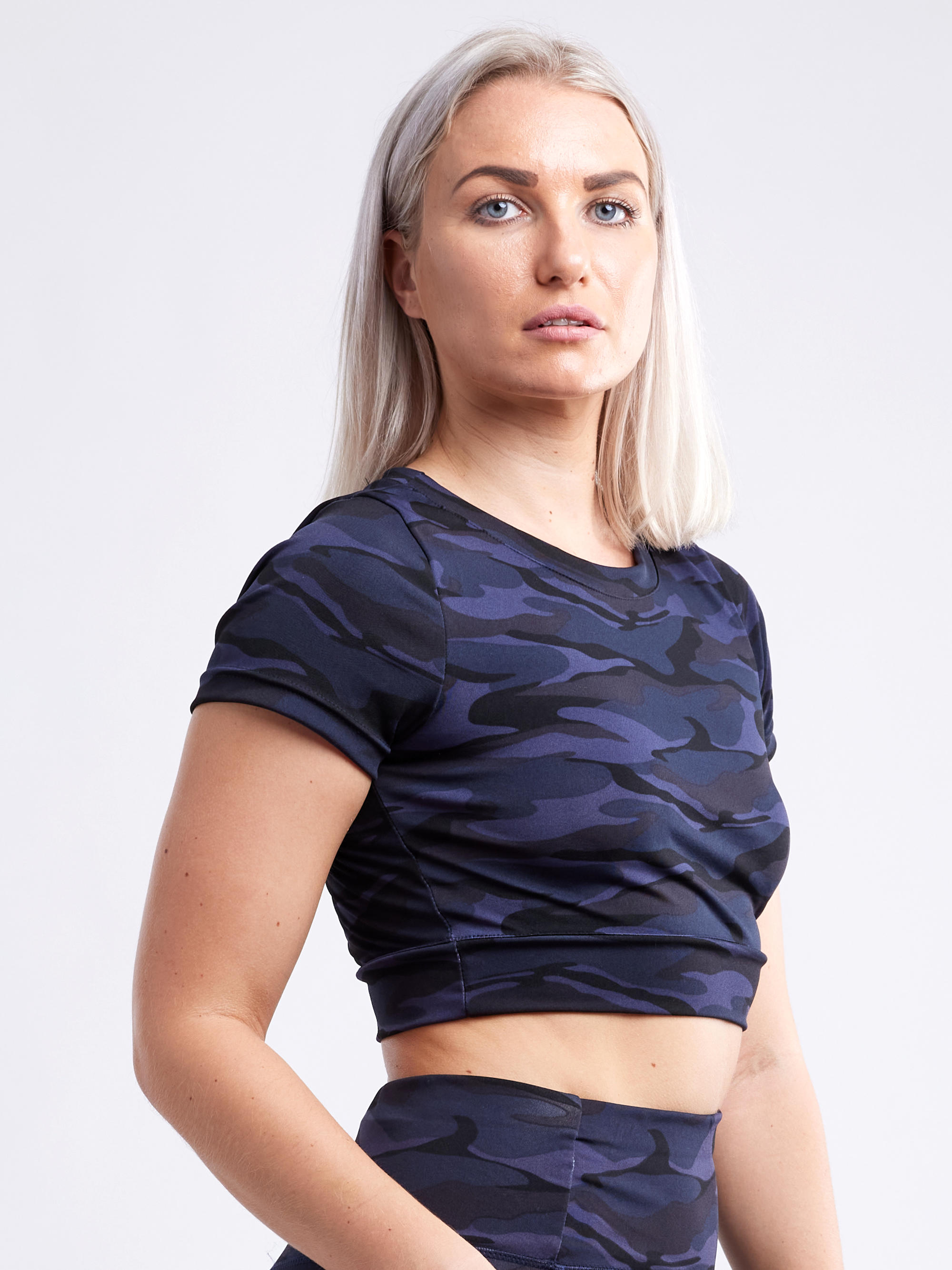 Sky Iapetus JupiterGear short-sleeve crop top, activewear with a fitted design and breathable fabric for workout or casual wear.