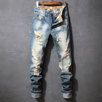 Carmine Juneberry UrbanRip Hong Kong Style Ripped Jeans pants with distressed details and frayed hems, casual streetwear look.