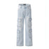 Light wash DenimDare™ Cargo Jeans for men by Carmine Juneberry, showing the relaxed fit and multiple cargo pockets.