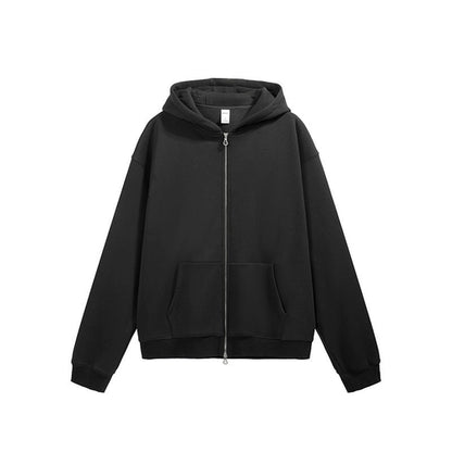 Carmine Juneberry flame single-layer fleece-lined hooded jacket in solid color, showcasing the cozy fleece interior and hood detail.