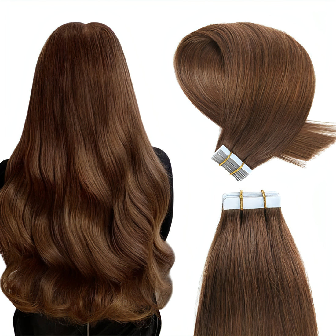Carmine Juneberry invisible hair extensions for female wigs, showing seamless, natural-looking hair attachment and soft texture.