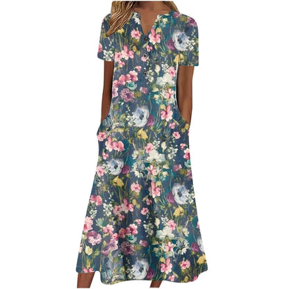 Women’s Summer Midi Dress by Carmine Juneberry, casual light dress with pockets, perfect for warm weather and everyday wear.