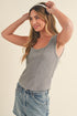 Jade Icarus Aemi + Co Exposed Seam Ribbed Wide Strap Tank for automotive use, showing the ribbed fabric and wide straps.