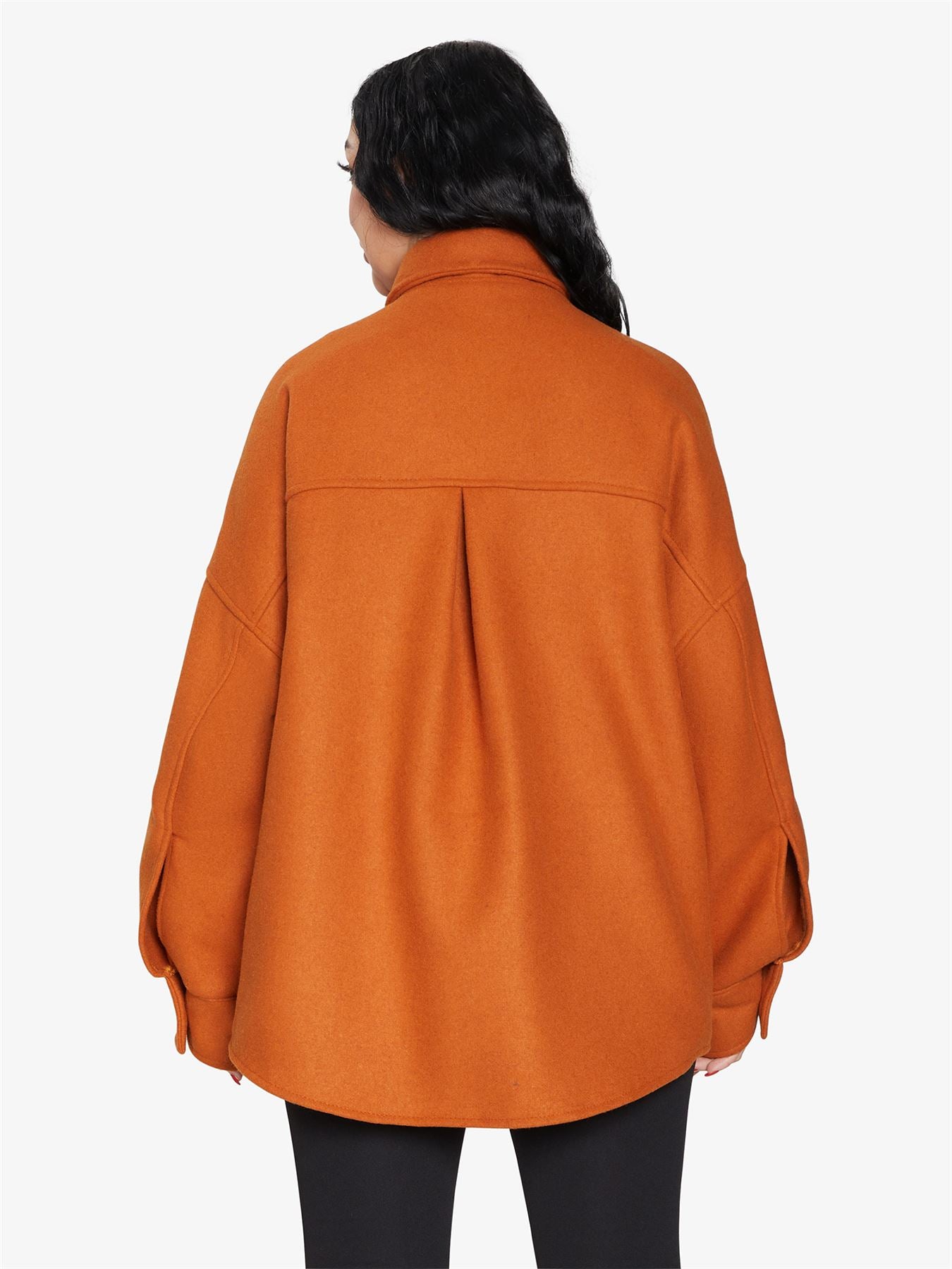 Rose Eleusis oversized patch pocket shacket, a stylish jacket with large patch pockets and a relaxed fit, perfect for casual wear.