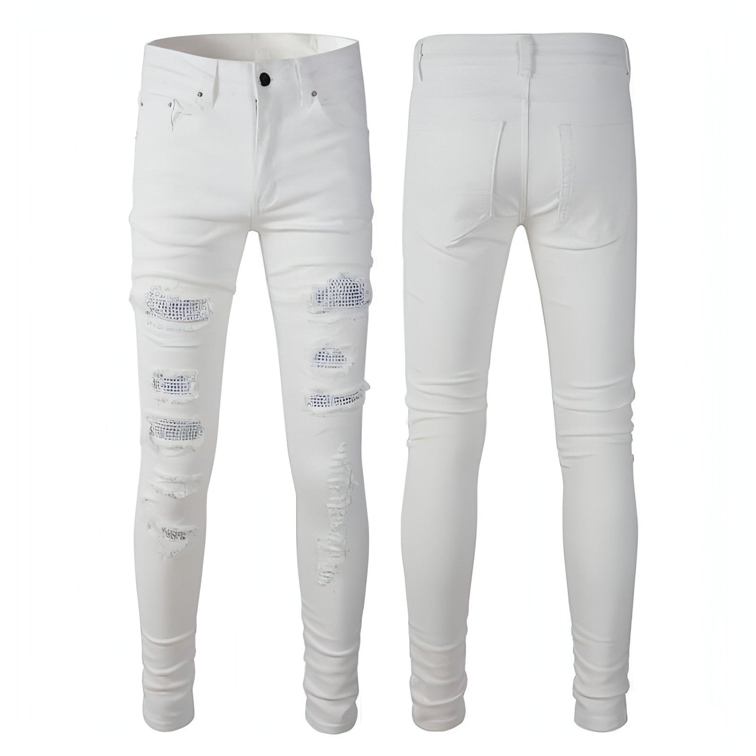 Carmine Juneberry DenimDare™ street ripped stretch slim jeans for women, showcasing distressed denim with a slim fit and ripped details.