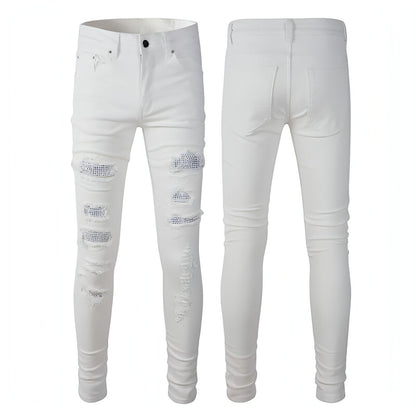 Carmine Juneberry DenimDare™ street ripped stretch slim jeans for women, showcasing distressed denim with a slim fit and ripped details.