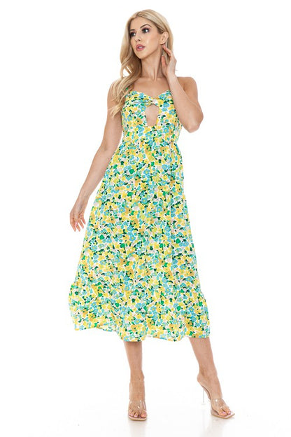 Women’s floral maxi dress by Jade Icarus featuring a flowing silhouette and vibrant floral print, perfect for summer or casual wear.