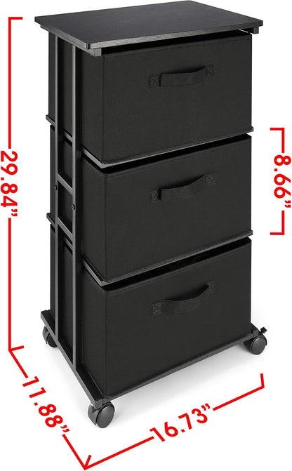 Black Peach Maple 3-drawer dresser with sleek handles, ideal for bedroom and hallway organization, showcasing modern furniture design.