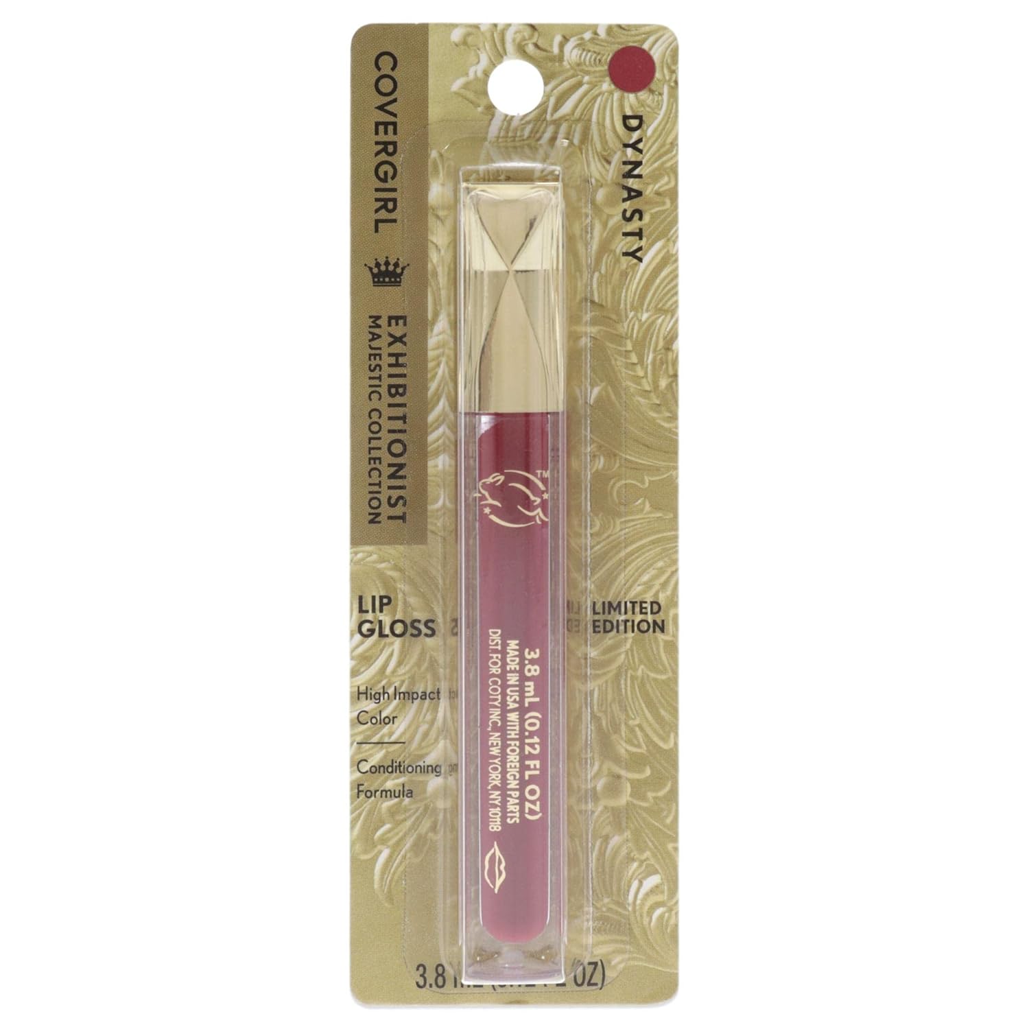 Jade Icarus CoverGirl Exhibitionist Majesty Lip Gloss in Dynasty shade, glossy lip product for women, bath and beauty.