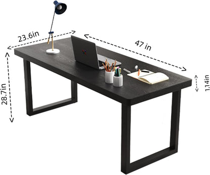 Forty  Seven Inch Black Solid Wood Desk Scratch Resistant Finish