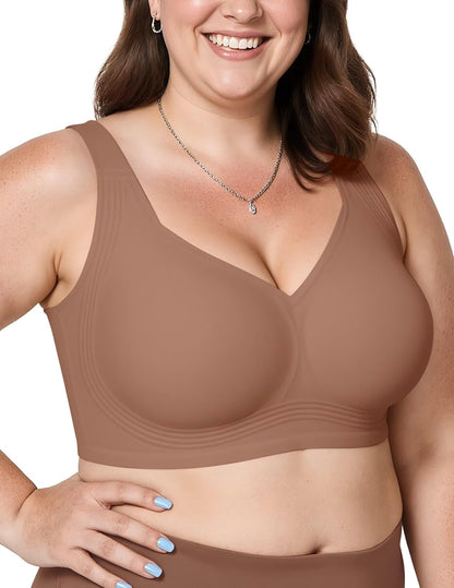 Vertvie Jelly Bras for Women No Underwire Minimizer Support | Plus Size Older Lift, Full Coverage &amp; Smoothing Back, Push Up, Separation &amp; Supportive, Soft Comfy Seamless Wireless Bralette