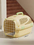 Portable Pear Daisy ventilated pet carrier travel cage, lightweight pet transport with breathable sides for home and outdoor use.