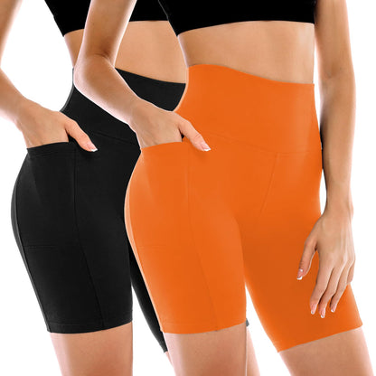 Leafigure 2 Pack Womens Biker Shorts with Pockets 6" | High Waisted, Tummy Control, Running, Gym, Workout, Yoga Shorts