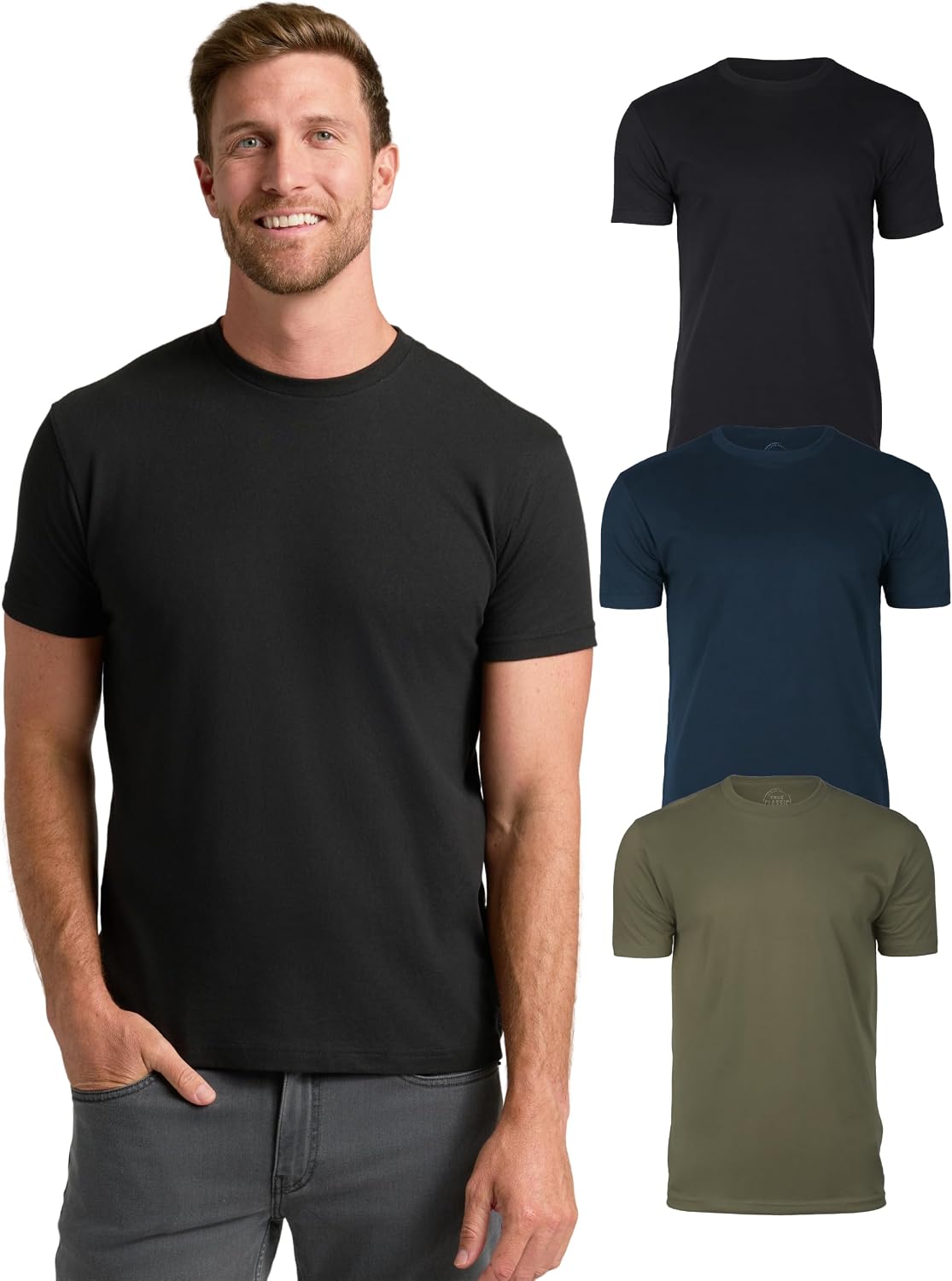 True Classic Mens T-Shirts – Short Sleeve Crew Neck T Shirts for Man, Cotton Blend Plain Novelty Men&