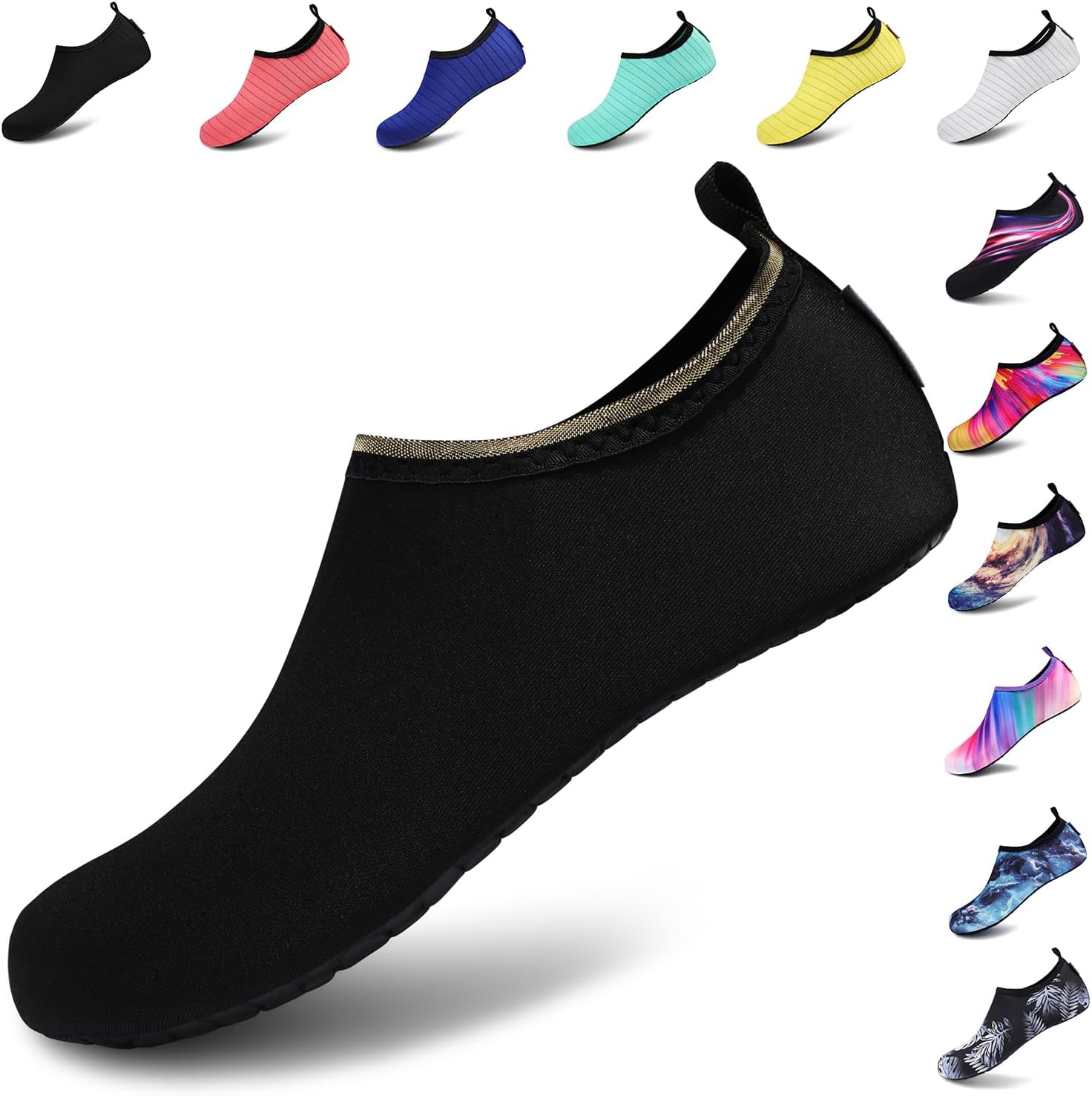 VIFUUR Water Shoes for Men Women Barefoot Quick Dry Aqua Socks Slip On | Lightweight, Breathable Upper, Flexible Sole, Drainage Design, Easy Slip-On Fit for Water Activities
