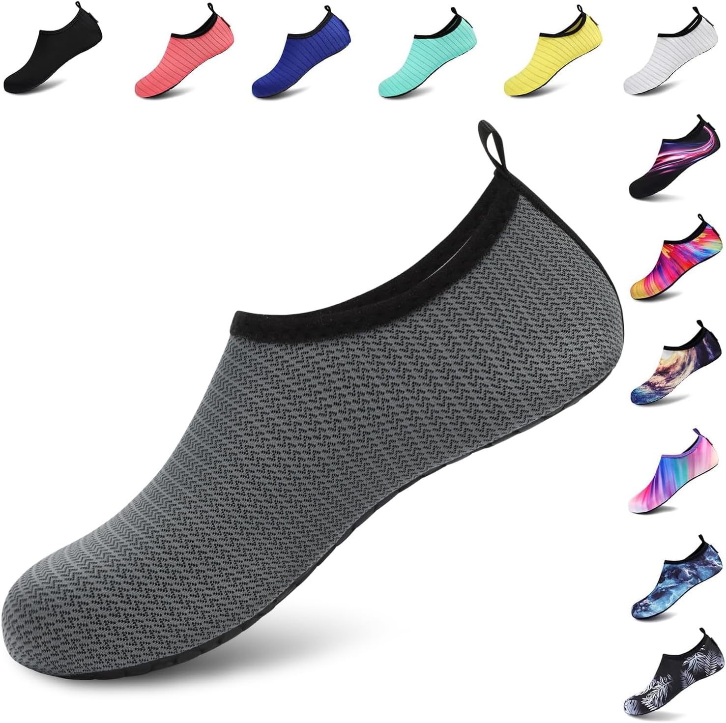 VIFUUR Water Shoes for Men Women Barefoot Quick Dry Aqua Socks Slip On | Lightweight, Breathable Upper, Flexible Sole, Drainage Design, Easy Slip-On Fit for Water Activities
