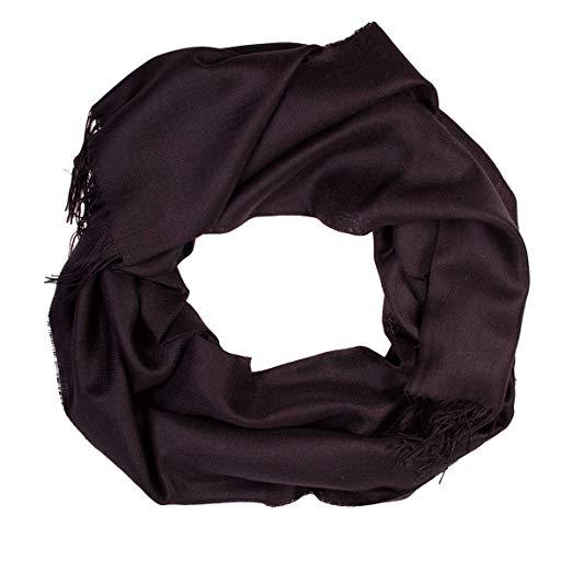 Black alpaca and silk shawl by Aegerine, featuring soft, luxurious fibers in a stylish scarf design.