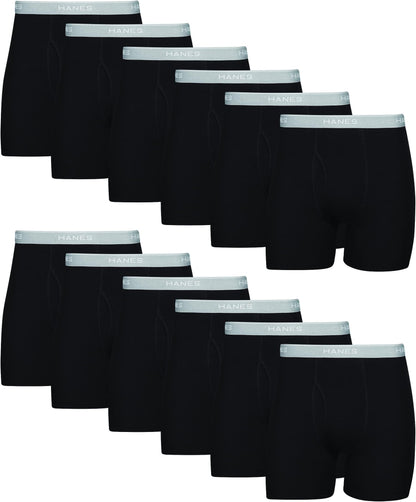 Hanes mens Underwear Boxer Briefs Pack, Cool &amp; Breathable Cotton Moisture-wicking Underwear for Men, No Ride Up