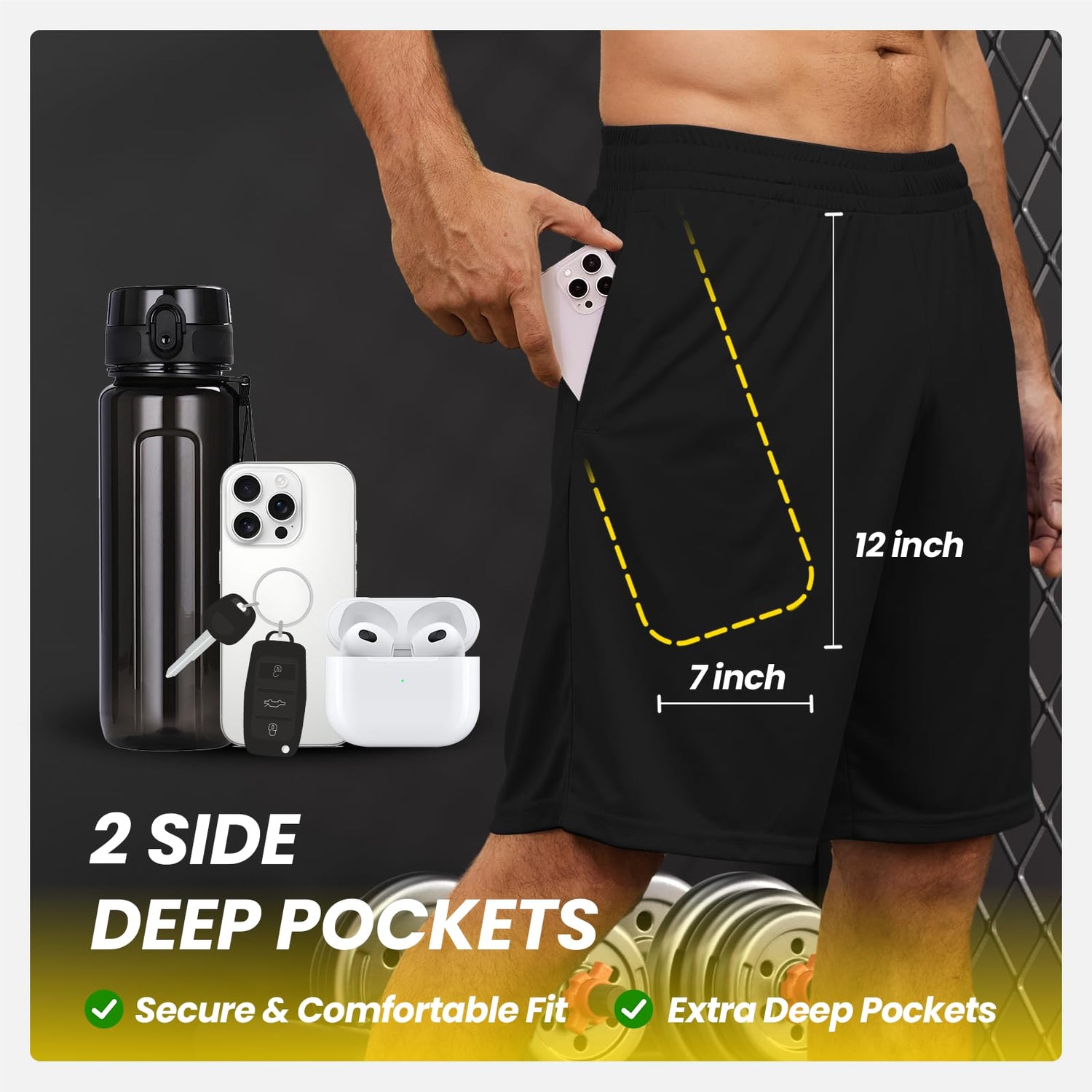 BALENNZ Mens Athletic Shorts with Pockets Quick Dry Workout Shorts Men | Basketball Gym Running Fitness Shorts with Elastic Waistband, Daily Casual Sports Activewear, Soft Lightweight Breathable