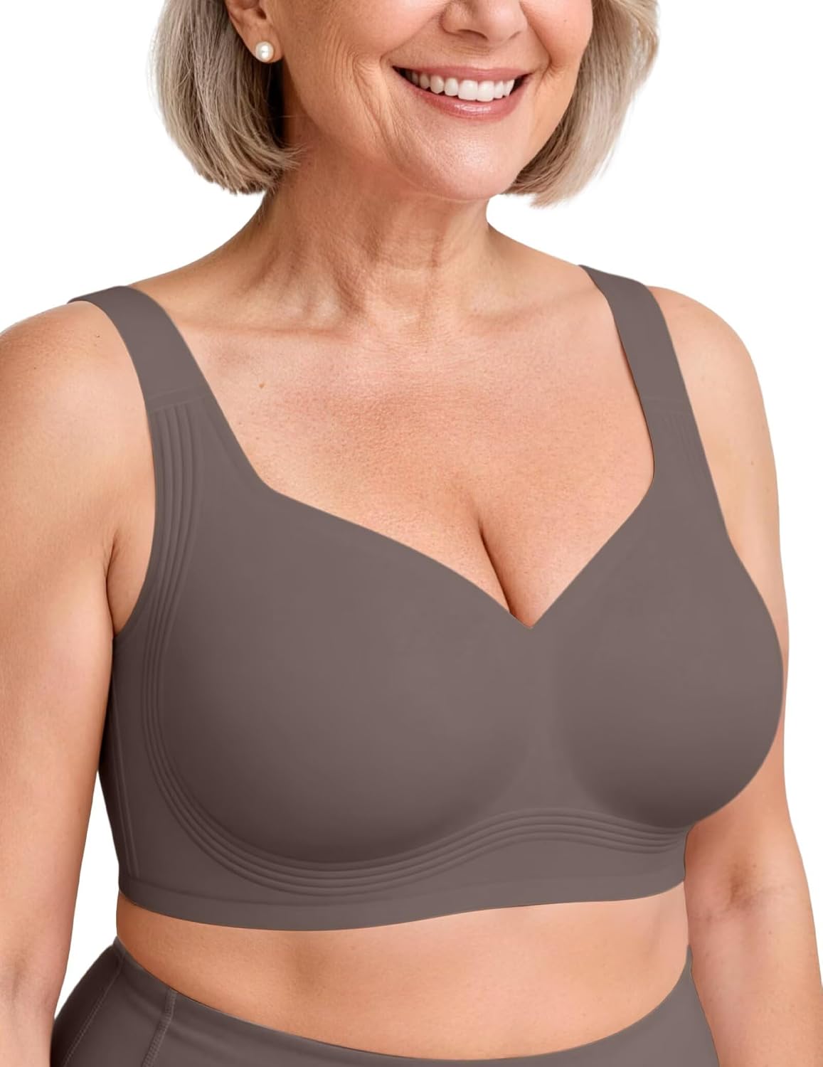 Vertvie Jelly Bras for Women No Underwire Minimizer Support | Plus Size Older Lift, Full Coverage &amp; Smoothing Back, Push Up, Separation &amp; Supportive, Soft Comfy Seamless Wireless Bralette