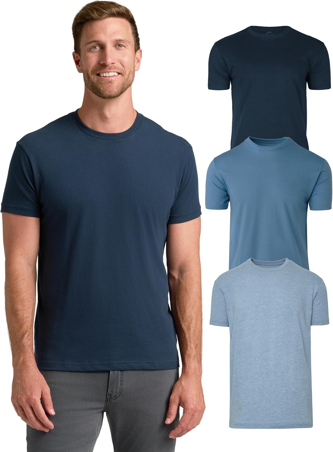 True Classic Mens T-Shirts – Short Sleeve Crew Neck T Shirts for Man, Cotton Blend Plain Novelty Men&