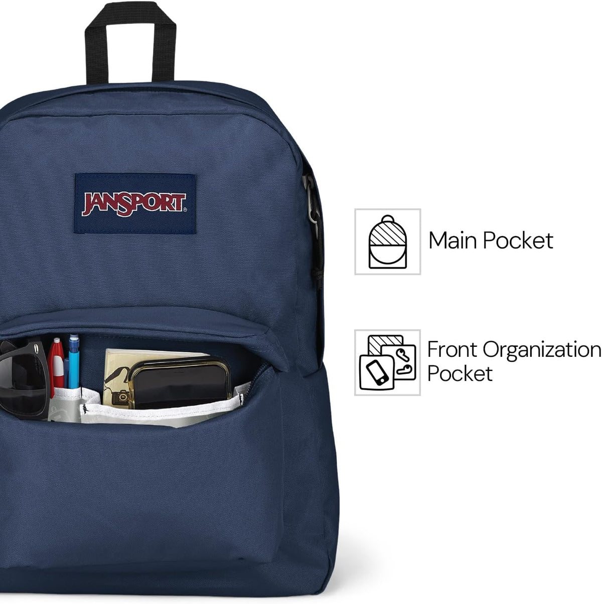 JanSport SuperBreak One Backpack - Durable, Lightweight Bookbag with 1 Main Compartment, Front Utility Pocket with Built-in Organizer - Premium Backpack, Bad Bows