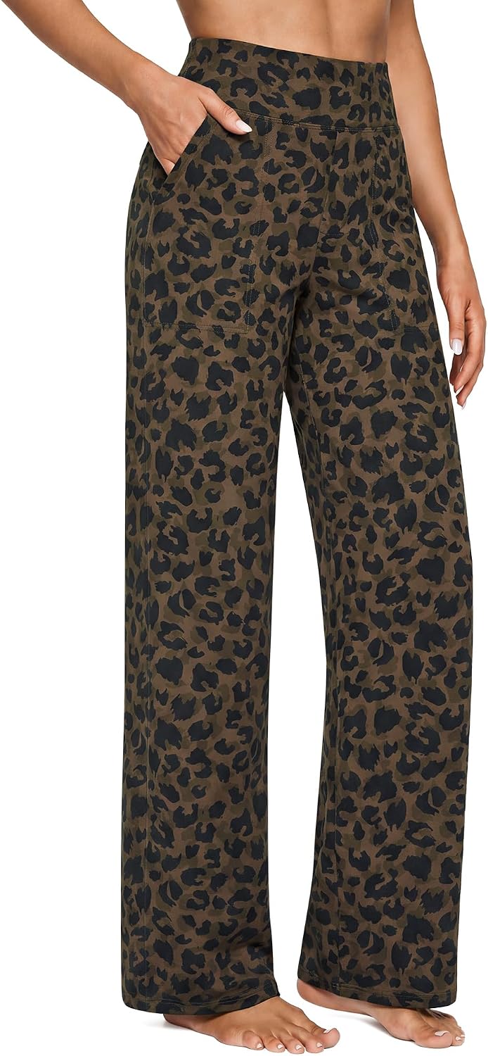 G4Free Yoga Pants for Women Wide Leg Pants with Pockets High Waisted | Moisture Wicking, Soft Comfortable Feel, 4-Way Stretch, Faux Fly, Faux Back Pockets, Yoga, Work &amp; Casual Wear