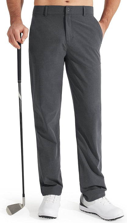 Libin Mens Golf Pants Stretch Work Dress Pants 30"/32"/34" Quick Dry Lightweight Casual Comfy Trousers with Pockets