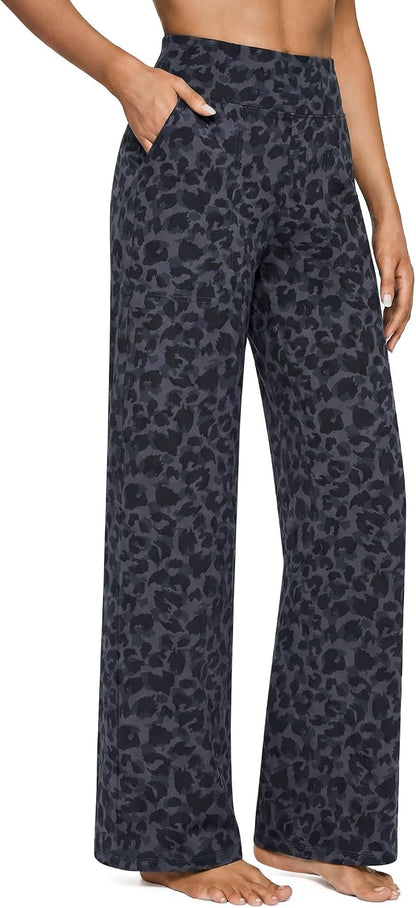 G4Free Yoga Pants for Women Wide Leg Pants with Pockets High Waisted | Moisture Wicking, Soft Comfortable Feel, 4-Way Stretch, Faux Fly, Faux Back Pockets, Yoga, Work &amp; Casual Wear