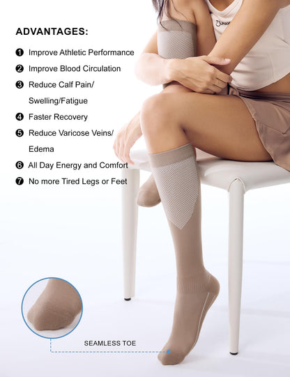 FITRELL 3 Pairs Compression Socks for Women and Men 20-30mmHg-Circulation Support Socks
