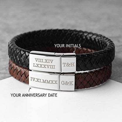 Woven braided leather men&