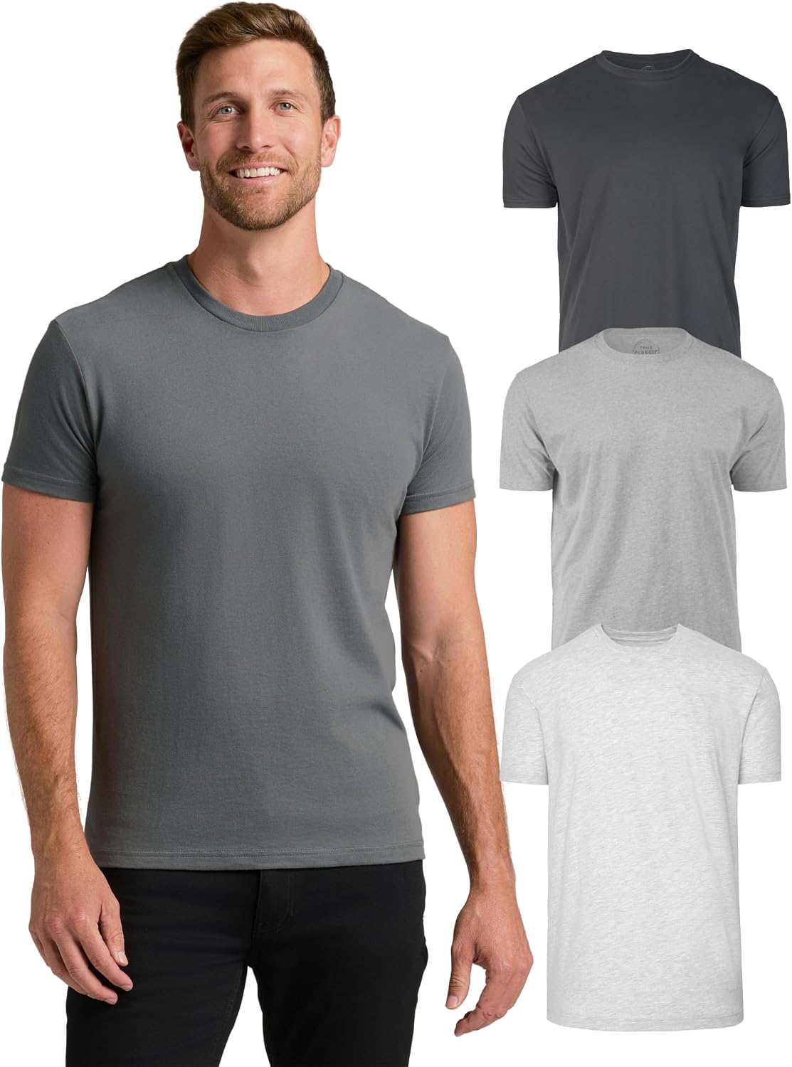 True Classic Mens T-Shirts – Short Sleeve Crew Neck T Shirts for Man, Cotton Blend Plain Novelty Men&