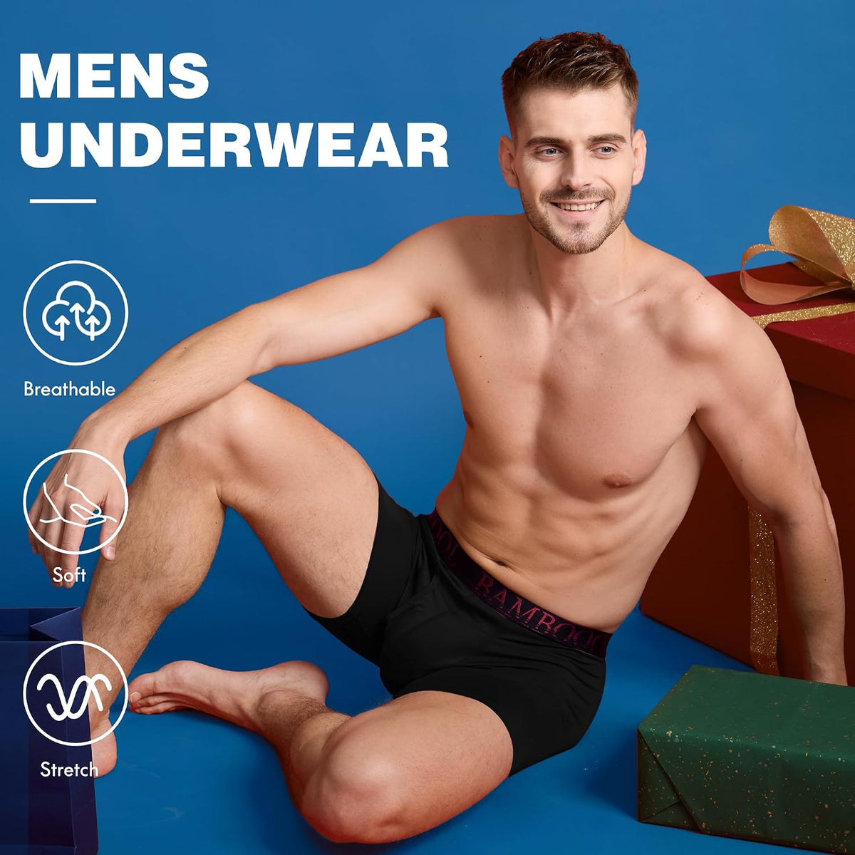 BAMBOO COOL Ultra Soft &amp; breathable Mens Underwear Boxer Briefs Pack | Natural Bamboo Fabric‌,No Ride Up,Softer&amp;Cooler than Cotton,Lightweight&amp;breathable,Daily Wear,Outdoor
