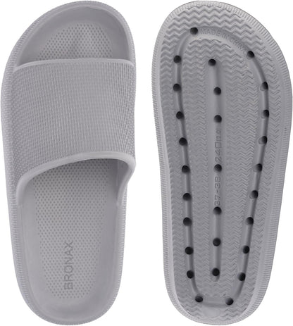 BRONAX Cushioned Thick Sole Pillow Slippers for Women and Men Y10 | Cloud-Like Soft Sole, Foot Pain Relief, EVA Platform Sole, Indoor Outdoor Slides, Waterproof Shower Ready, Quick-Drying