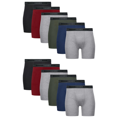 Hanes mens Underwear Boxer Briefs Pack, Cool &amp; Breathable Cotton Moisture-wicking Underwear for Men, No Ride Up