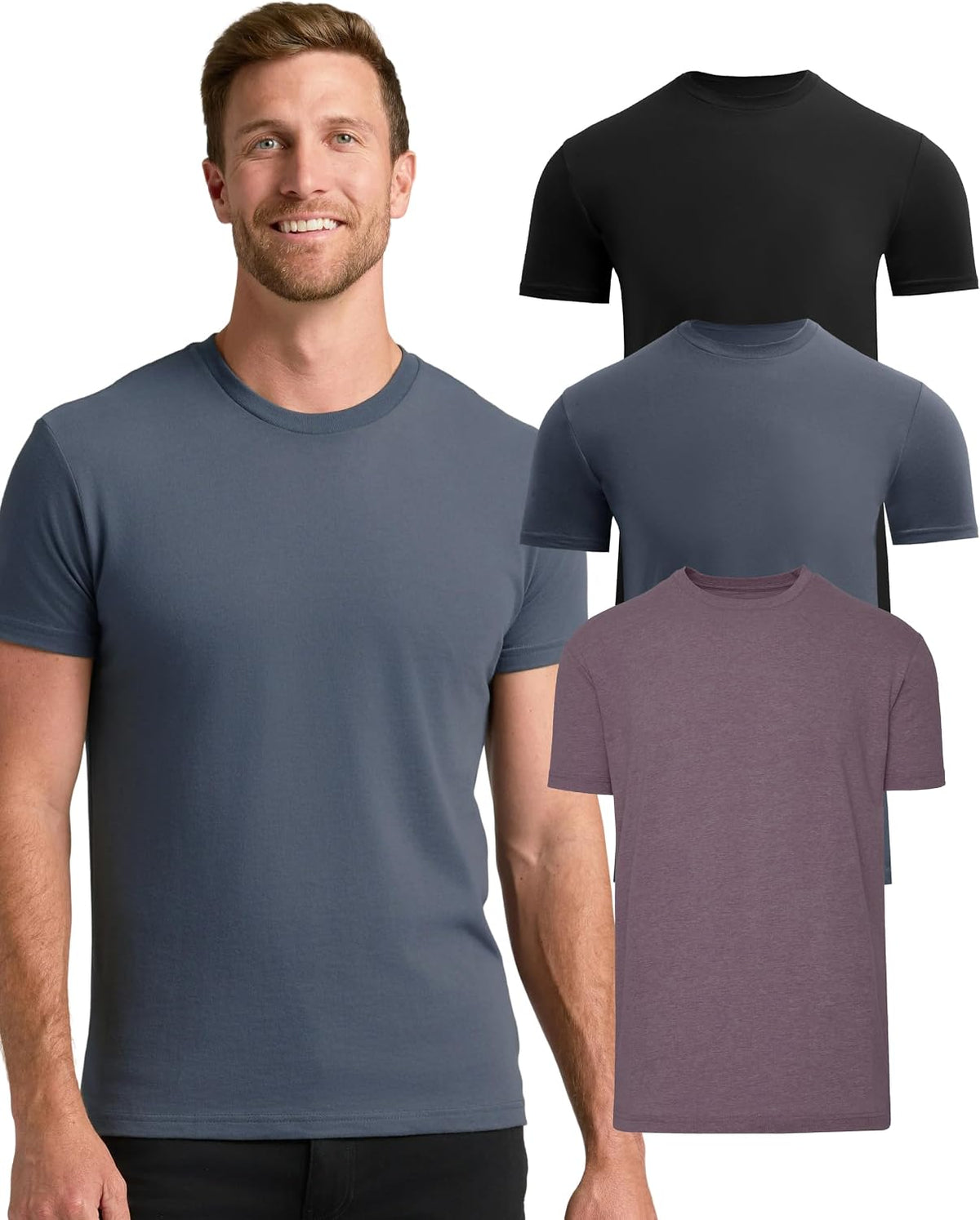 True Classic Mens T-Shirts – Short Sleeve Crew Neck T Shirts for Man, Cotton Blend Plain Novelty Men&