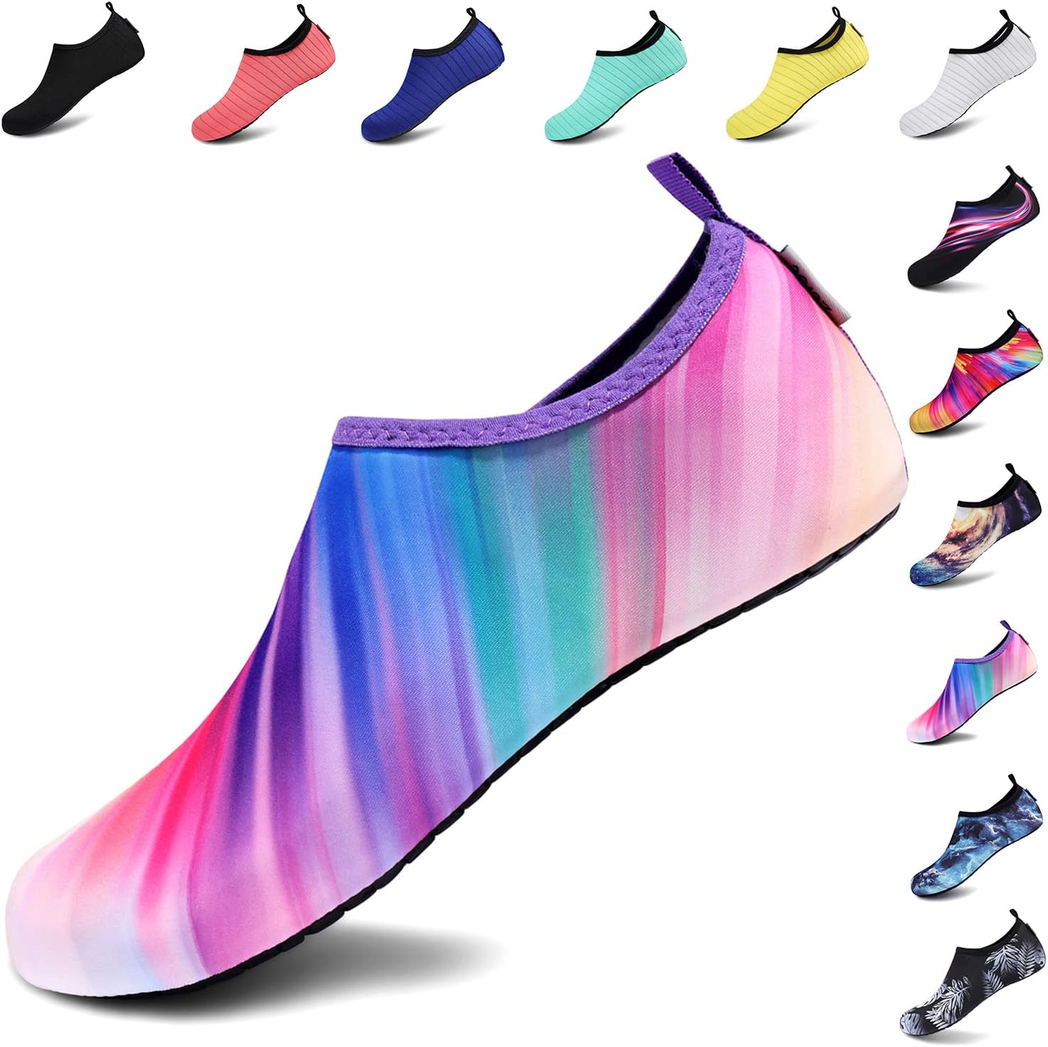 VIFUUR Water Shoes for Men Women Barefoot Quick Dry Aqua Socks Slip On | Lightweight, Breathable Upper, Flexible Sole, Drainage Design, Easy Slip-On Fit for Water Activities