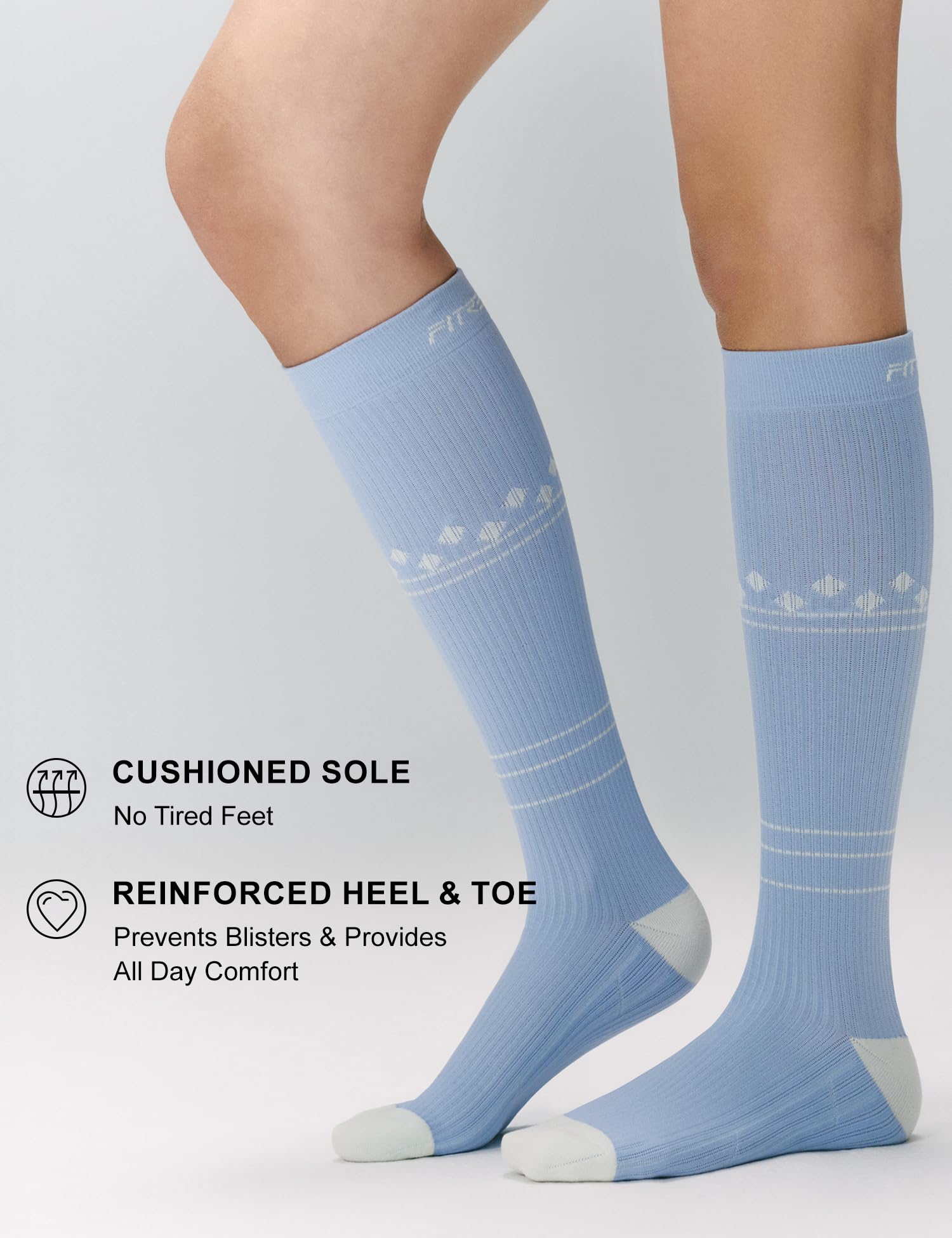 FITRELL 3 Pairs Compression Socks for Women and Men 20-30mmHg-Circulation Support Socks
