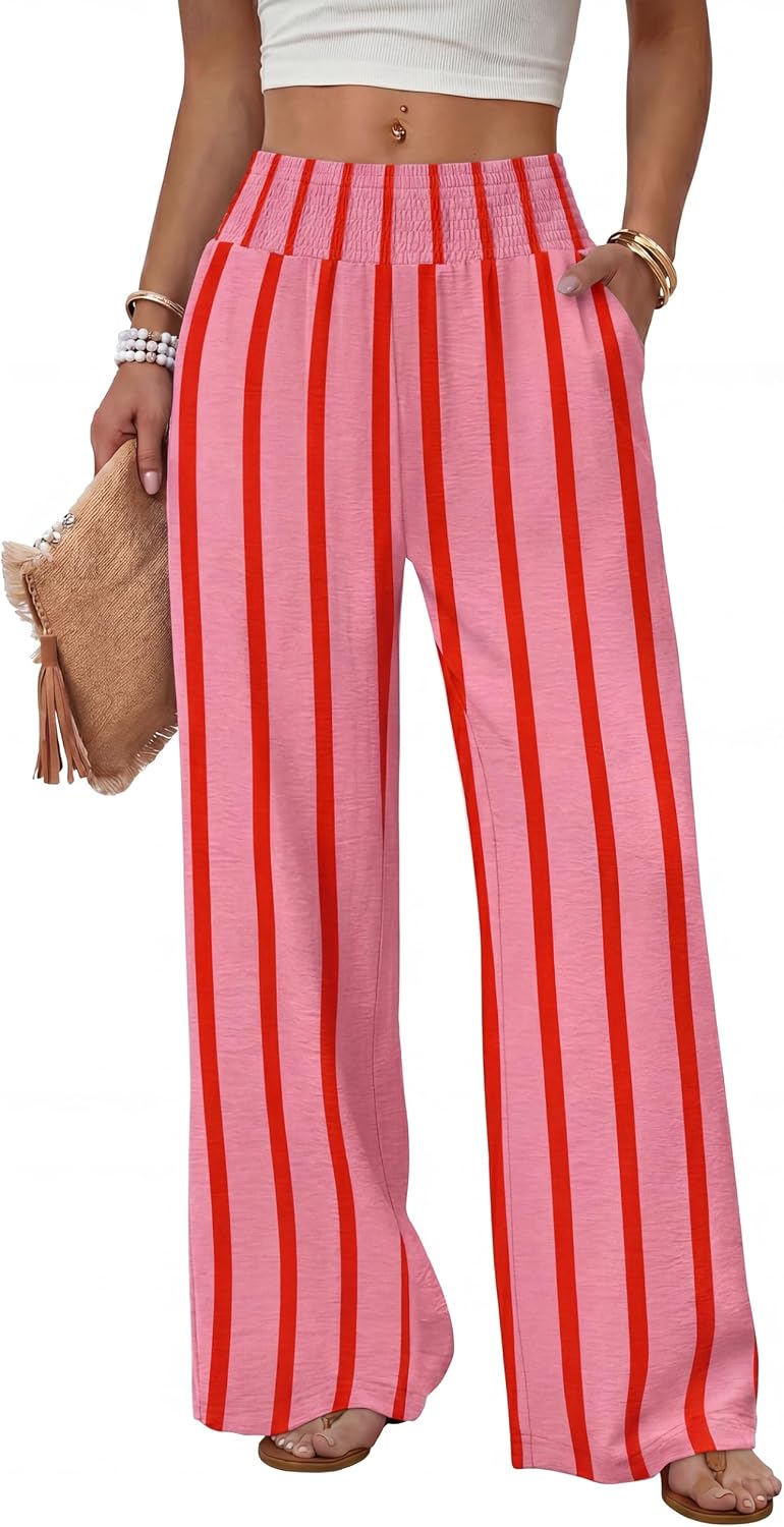 Sampeel Wide Leg Pants Woman High Waist Trousers with Pockets Casual Lounge