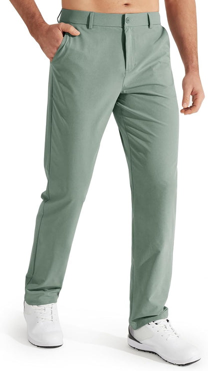 Libin Mens Golf Pants Stretch Work Dress Pants 30"/32"/34" Quick Dry Lightweight Casual Comfy Trousers with Pockets