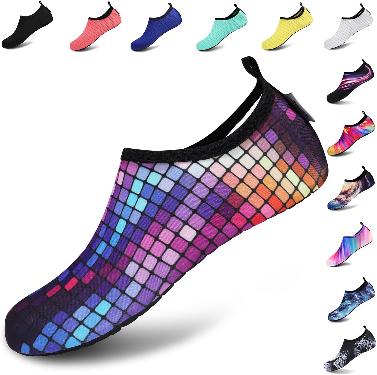 VIFUUR Water Shoes for Men Women Barefoot Quick Dry Aqua Socks Slip On | Lightweight, Breathable Upper, Flexible Sole, Drainage Design, Easy Slip-On Fit for Water Activities