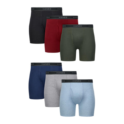 Hanes mens Underwear Boxer Briefs Pack, Cool &amp; Breathable Cotton Moisture-wicking Underwear for Men, No Ride Up