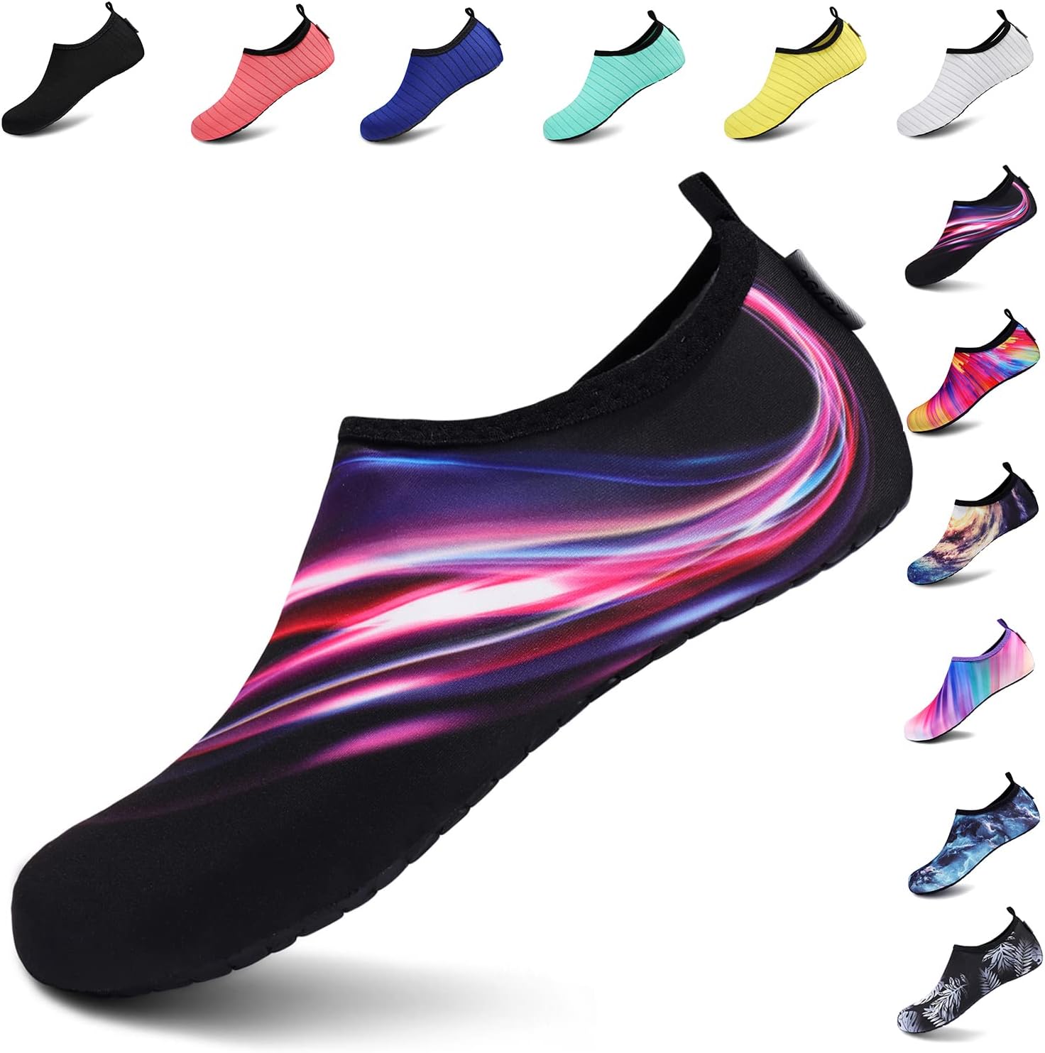 VIFUUR Water Shoes for Men Women Barefoot Quick Dry Aqua Socks Slip On | Lightweight, Breathable Upper, Flexible Sole, Drainage Design, Easy Slip-On Fit for Water Activities