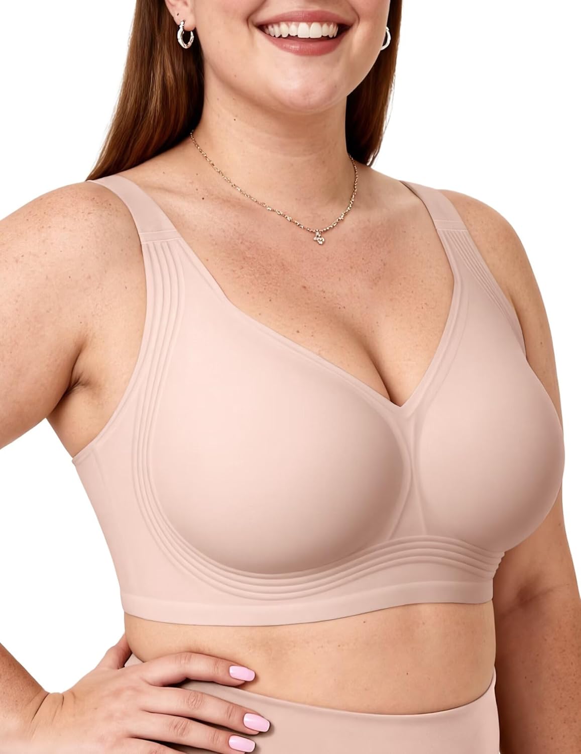 Vertvie Jelly Bras for Women No Underwire Minimizer Support | Plus Size Older Lift, Full Coverage &amp; Smoothing Back, Push Up, Separation &amp; Supportive, Soft Comfy Seamless Wireless Bralette
